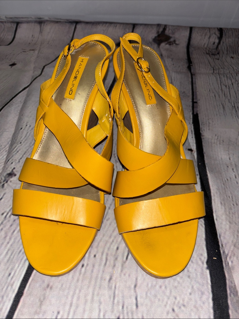 Bandolino Yellow Crisscross Slingback Sandals